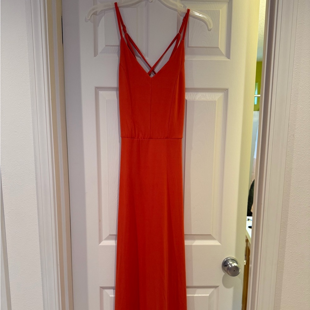 Strappy Red/Orange Sleeveless Maxi Dress (xs)